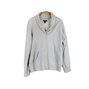 Tommy Hilfiger Shawl Collar Sweatshirt Gray Heather Cozy Womens Size Large